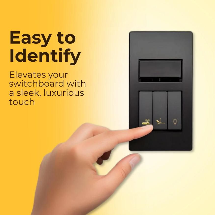 Gold Switch Board Stickers for Home | 100 Labels with (Useful 52 Designs)