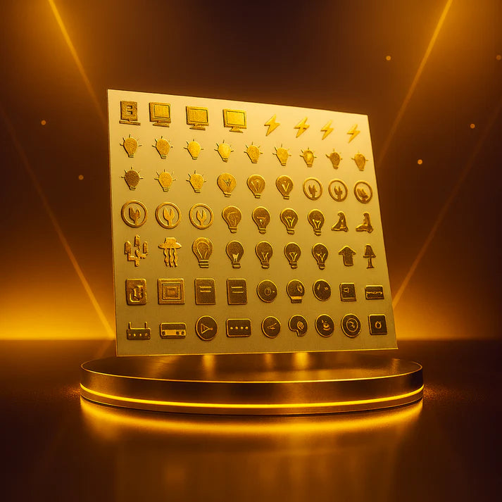Gold Switch Board Stickers for Home | 100 Labels with (Useful 52 Designs)