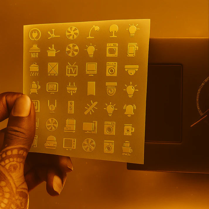 Gold Switch Board Stickers for Home | 100 Labels with (Useful 52 Designs)