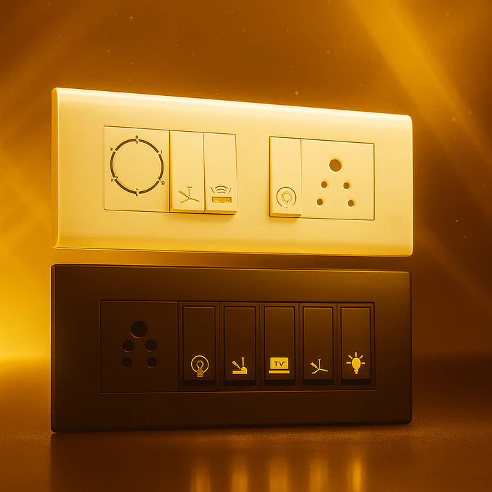 Gold Switch Board Stickers for Home | 100 Labels with (Useful 52 Designs)